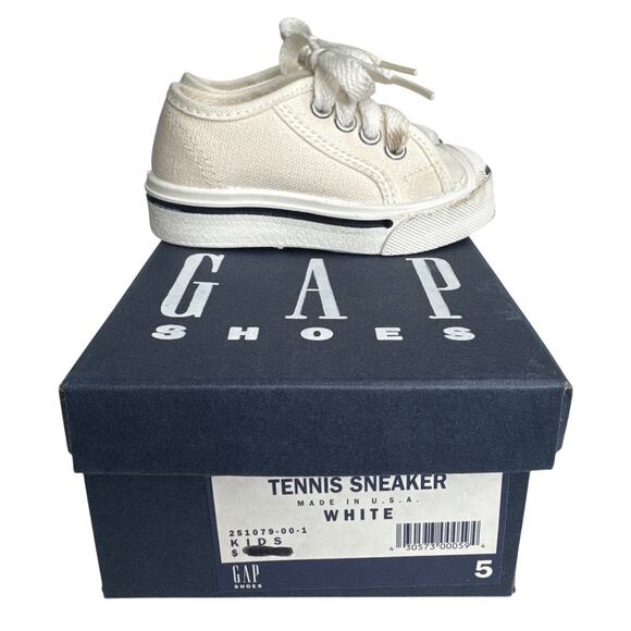 GAP Other - 90s GAP Kids White Canvas Sneakers Made USA Size 5 Minimalist Classic